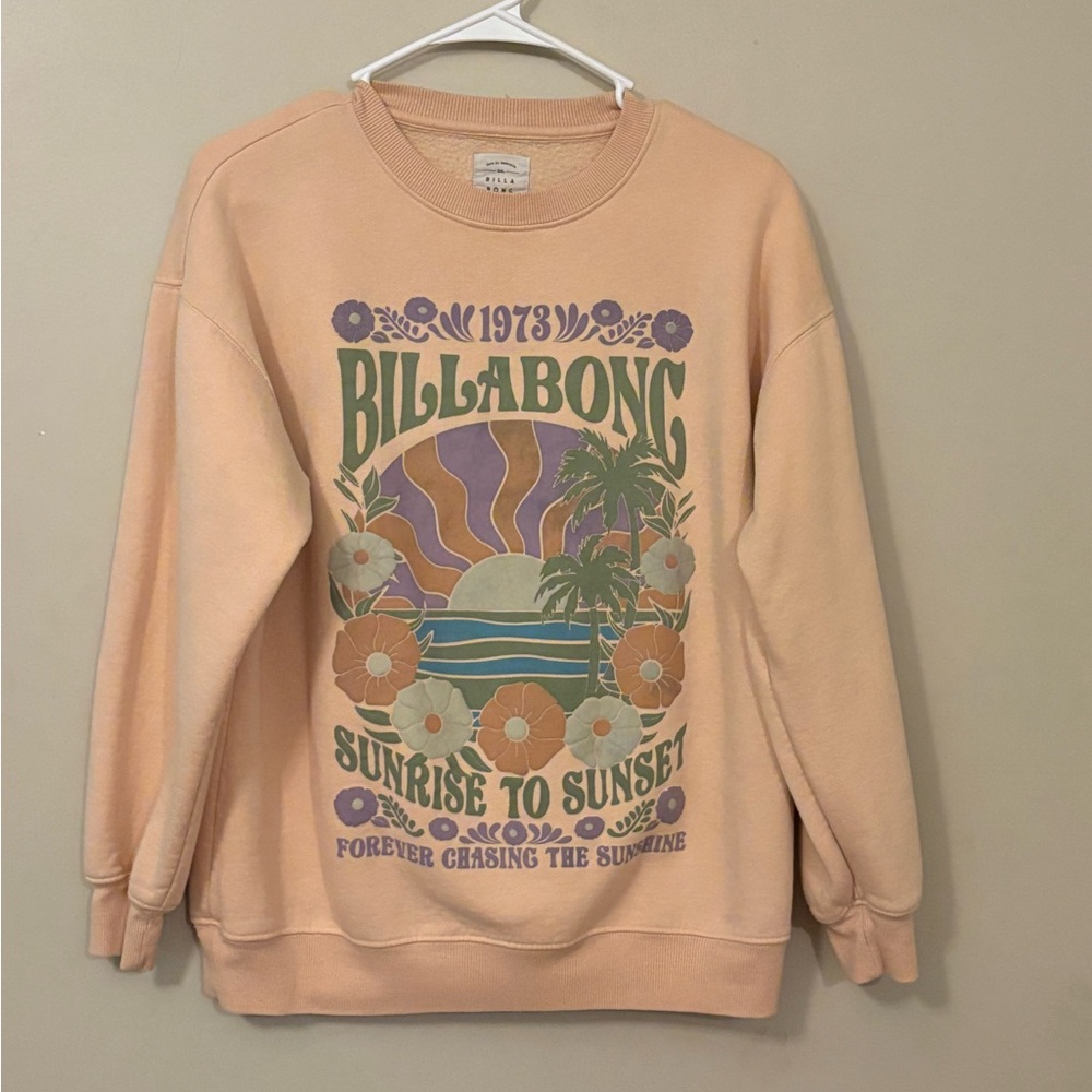 SOLD Billabong Apricot and Purple Graphic Sweatshirt